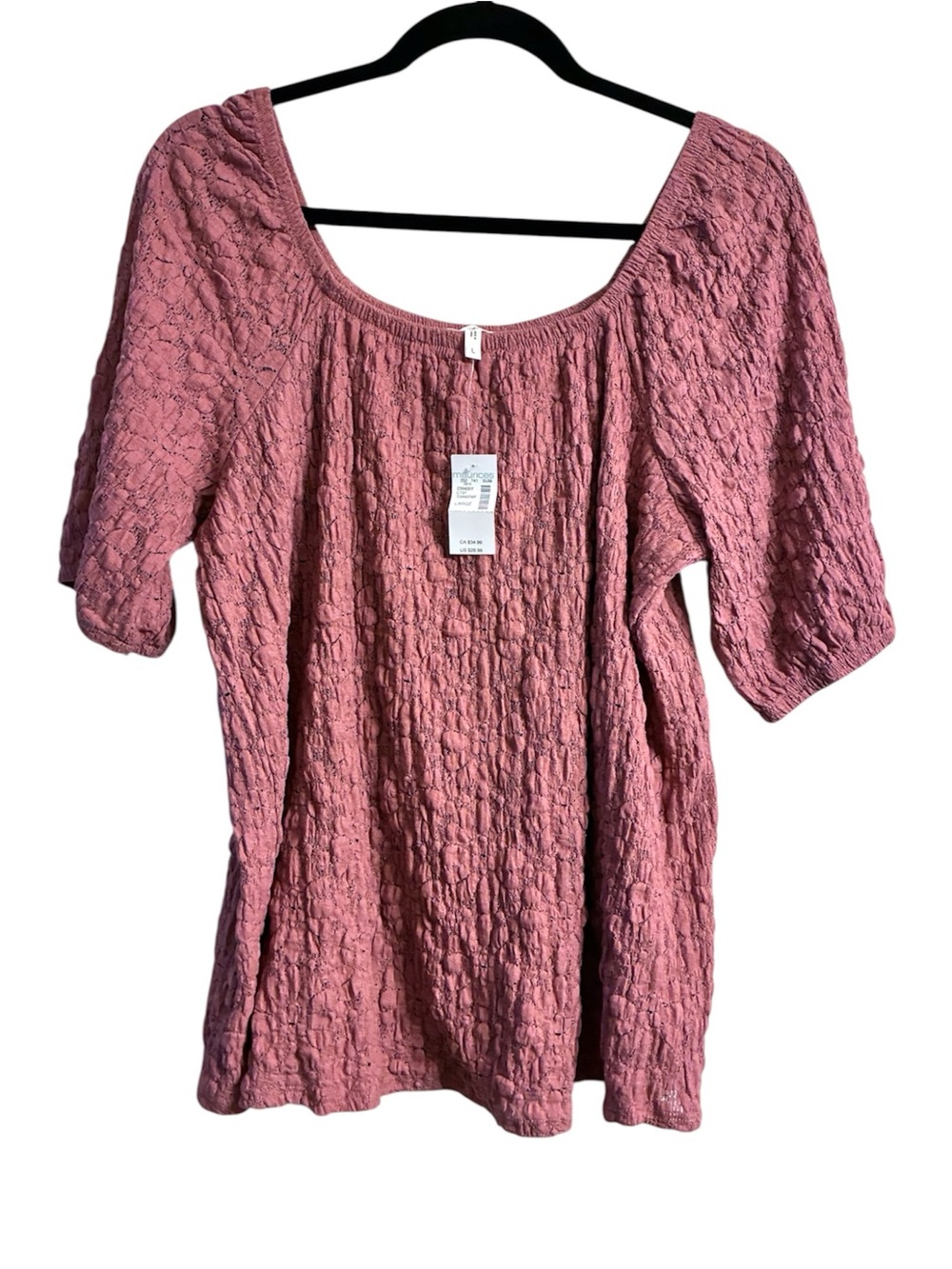 🌸 Maurices Textured Mauve Pink Top L NWT